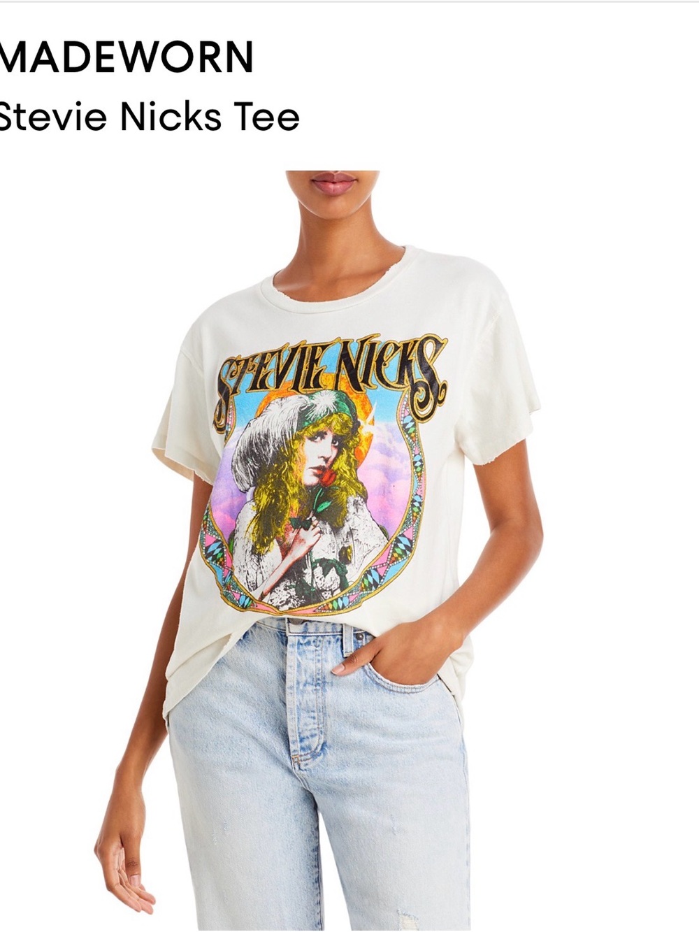MadeWorn Stevie Nicks Graphic Tee - Cream with Multicolor Print